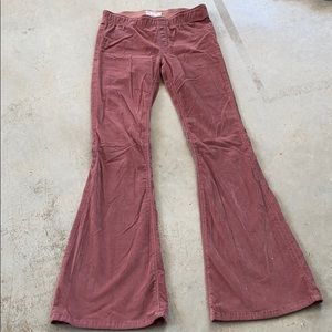 Blush pink flare cord pants